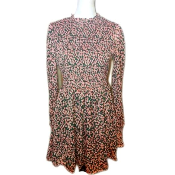 Lulu's NWT Floral Forever Green & Pink Smocked Skater Mini Dress, M - Picture 2 of 16
